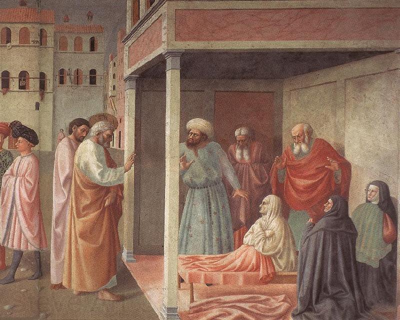 MASOLINO da Panicale Healing of the Cripple and Raising of Tabatha Spain oil painting art